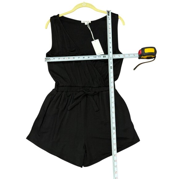 NWT Antistar Womens Romper Size M Black Sleeveless Elastic Waist Tie Detail - Picture 5 of 6